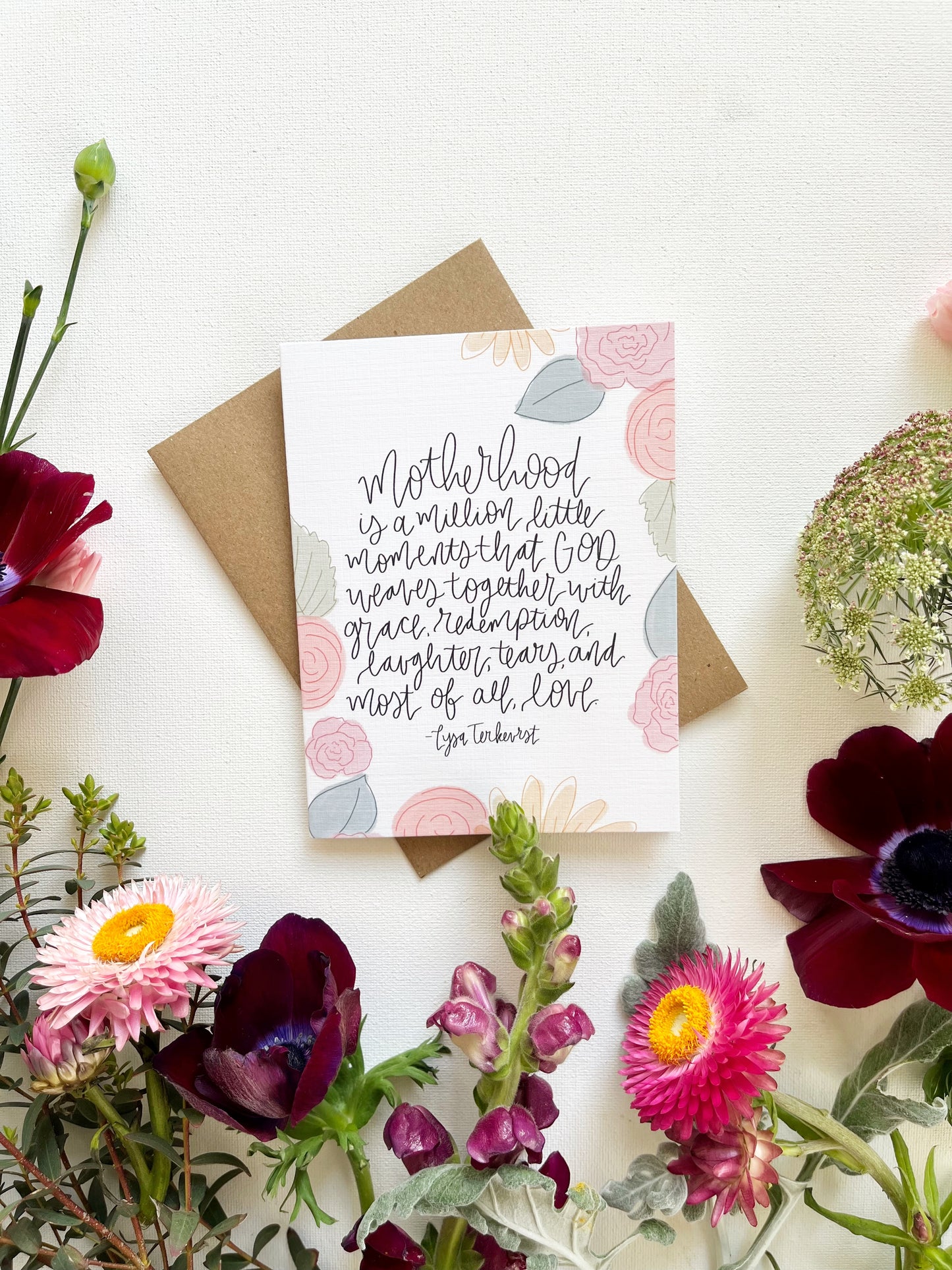 Cards and envelope | Floral | Motherhood is a million little moments…