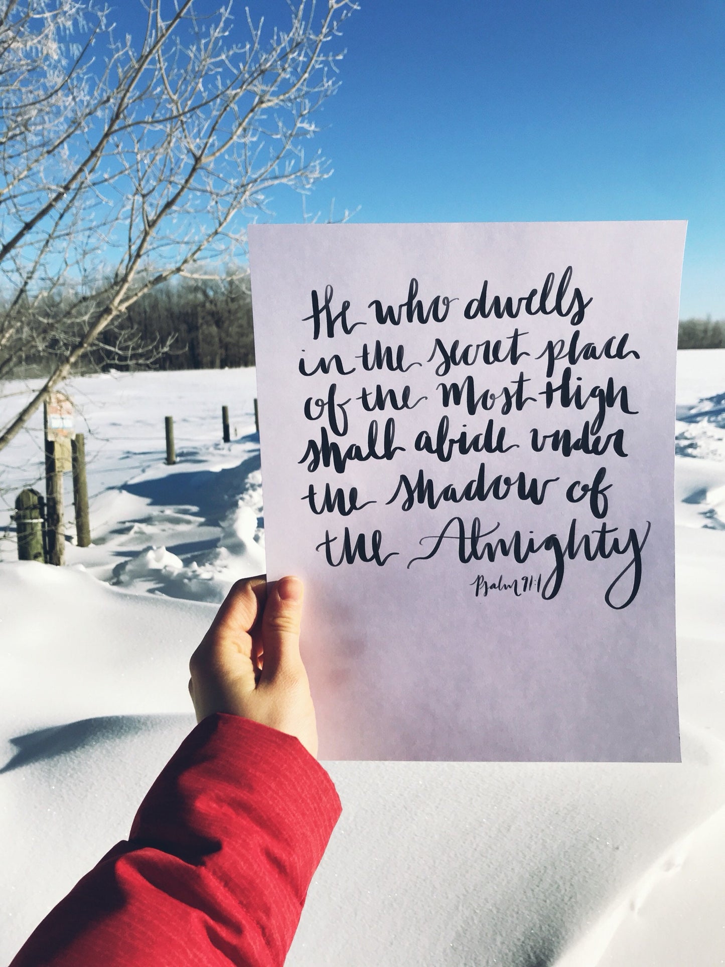 8x10, 11x14 | Calligraphy Print | Psalm 91:1 | He who dwells in the secret place of the Most High shall abide...| Physical Print