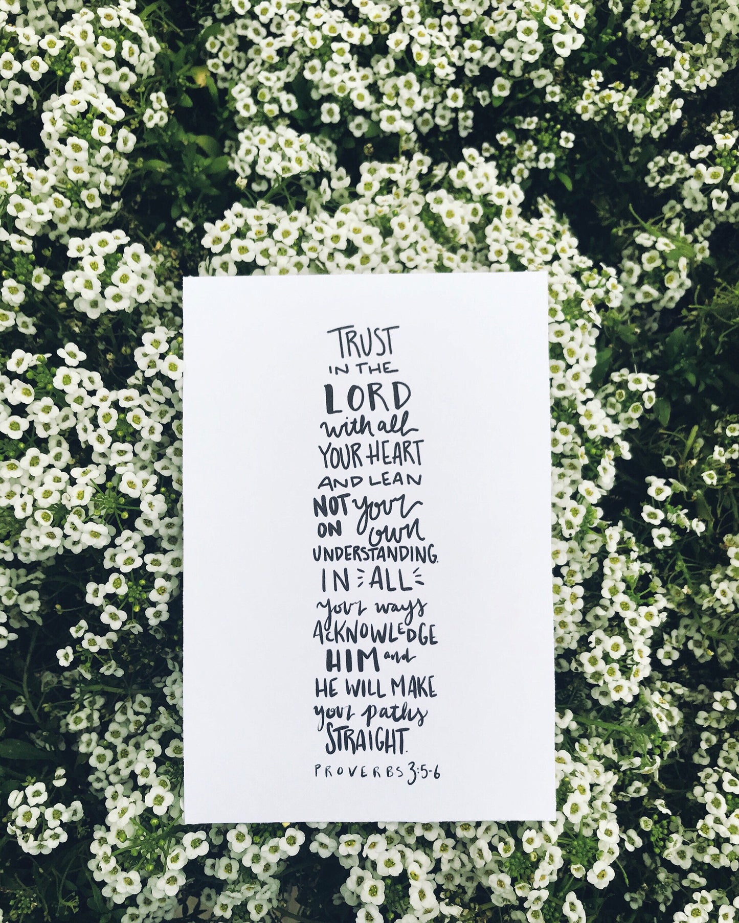 5x7, 8x10 print | Trust in the Lord with all your heart' | Proverbs 3:5-6 | Calligraphy Print | Christian Art | Physical Print