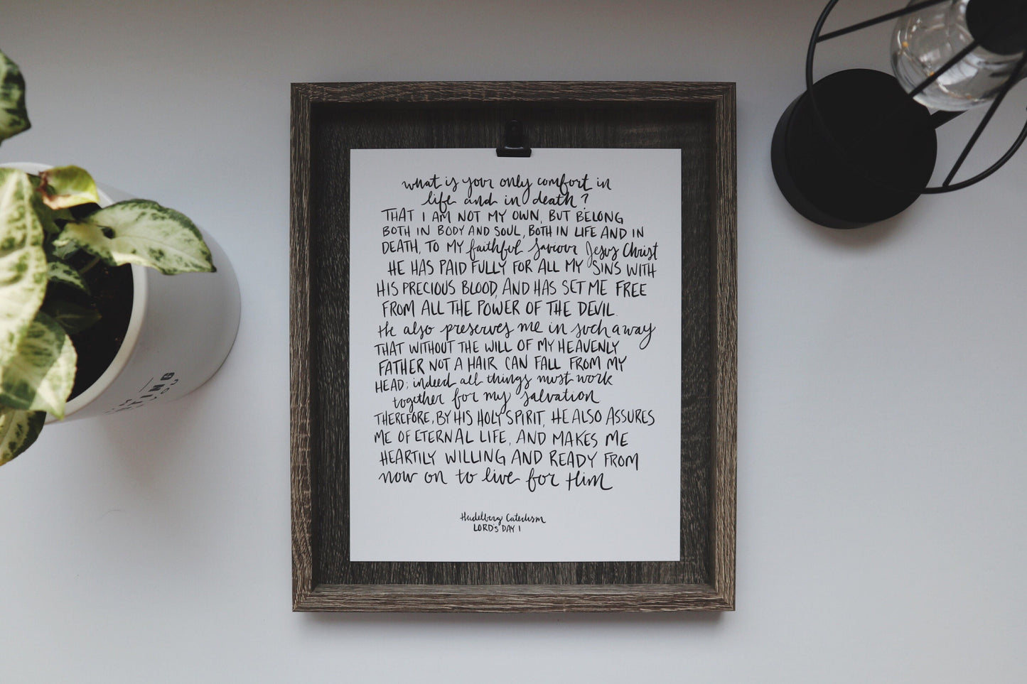 5x7, 8x10, 11x14 print | Calligraphy Print | Lord's Day One | Heidelberg Catechism | Reformed Print | Physical Print