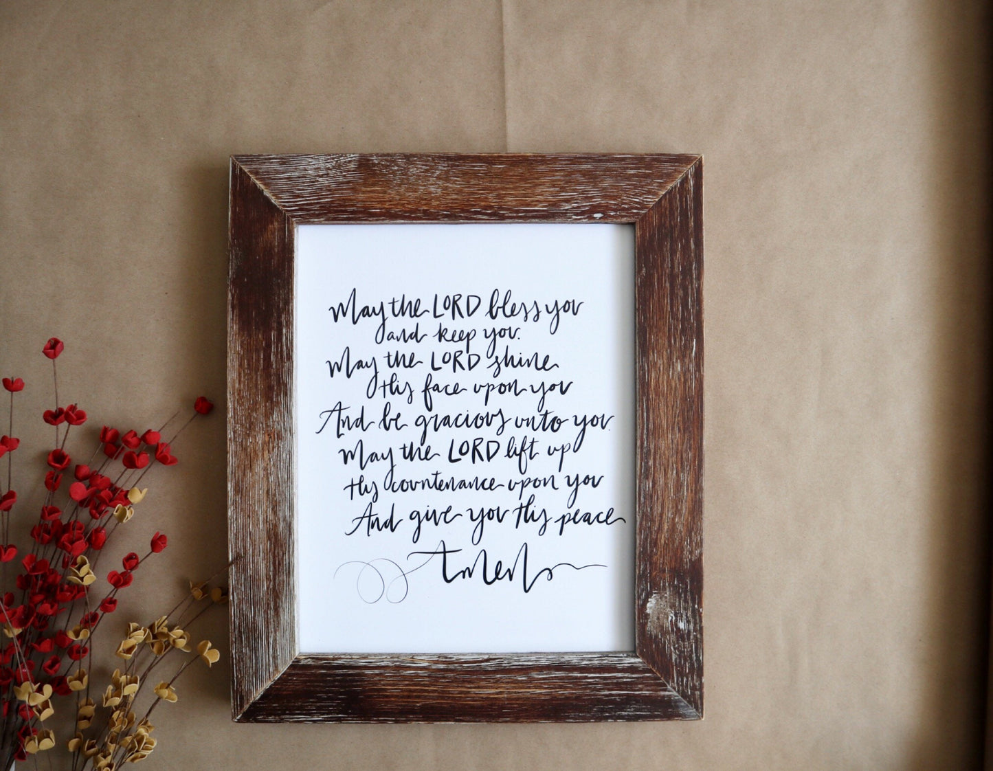 8x10, 11x14 | Calligraphy Print | May the Lord bless you and keep you | Christian Print | Mother's Day Gift Idea | Physical Print