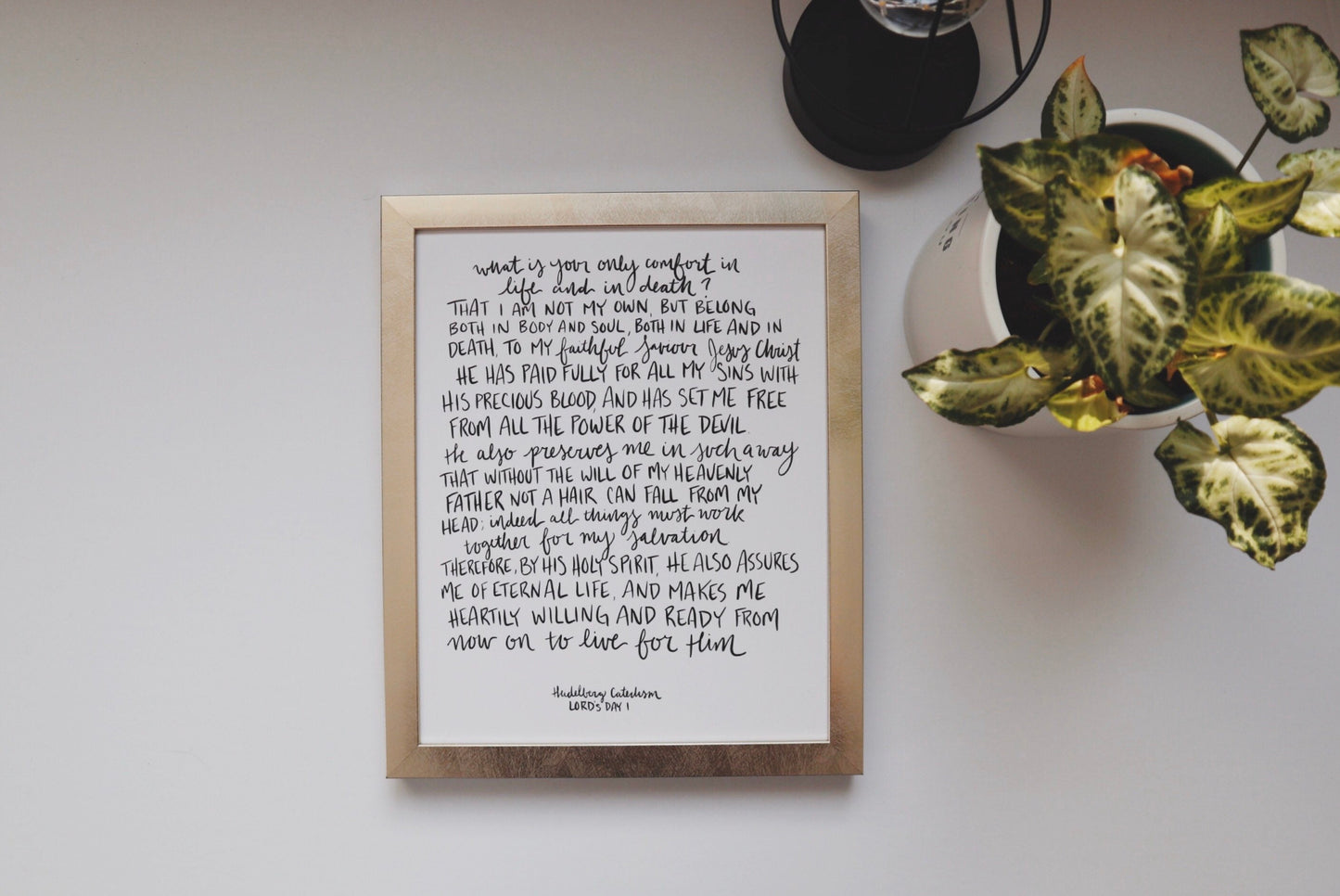 5x7, 8x10, 11x14 print | Calligraphy Print | Lord's Day One | Heidelberg Catechism | Reformed Print | Physical Print