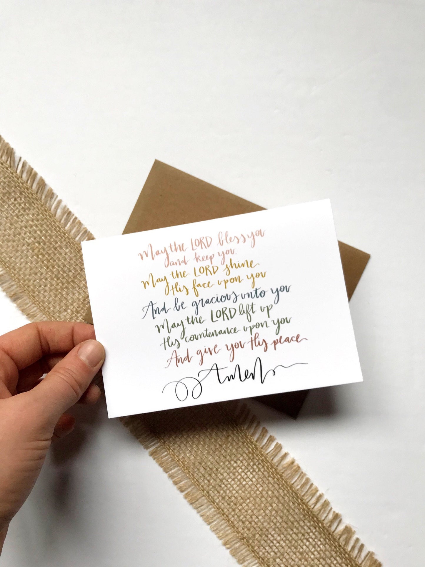 Cards and envelope | May the Lord bless you and keep you... | blank inside | Blessing | Thinking Of You | Greeting Card