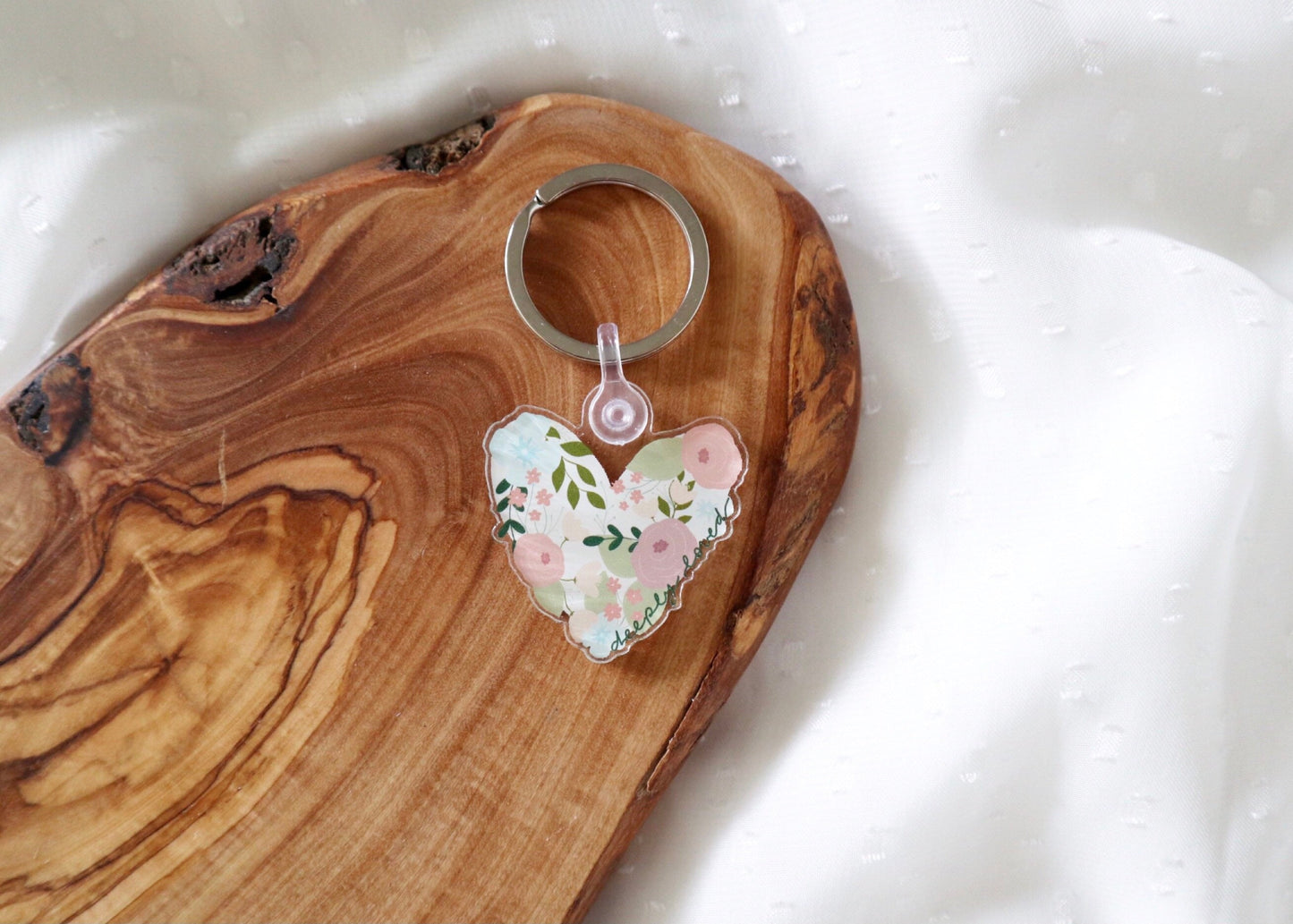 Keychain | Deeply Loved | Floral Heart | keychain keys pretty christian colourful