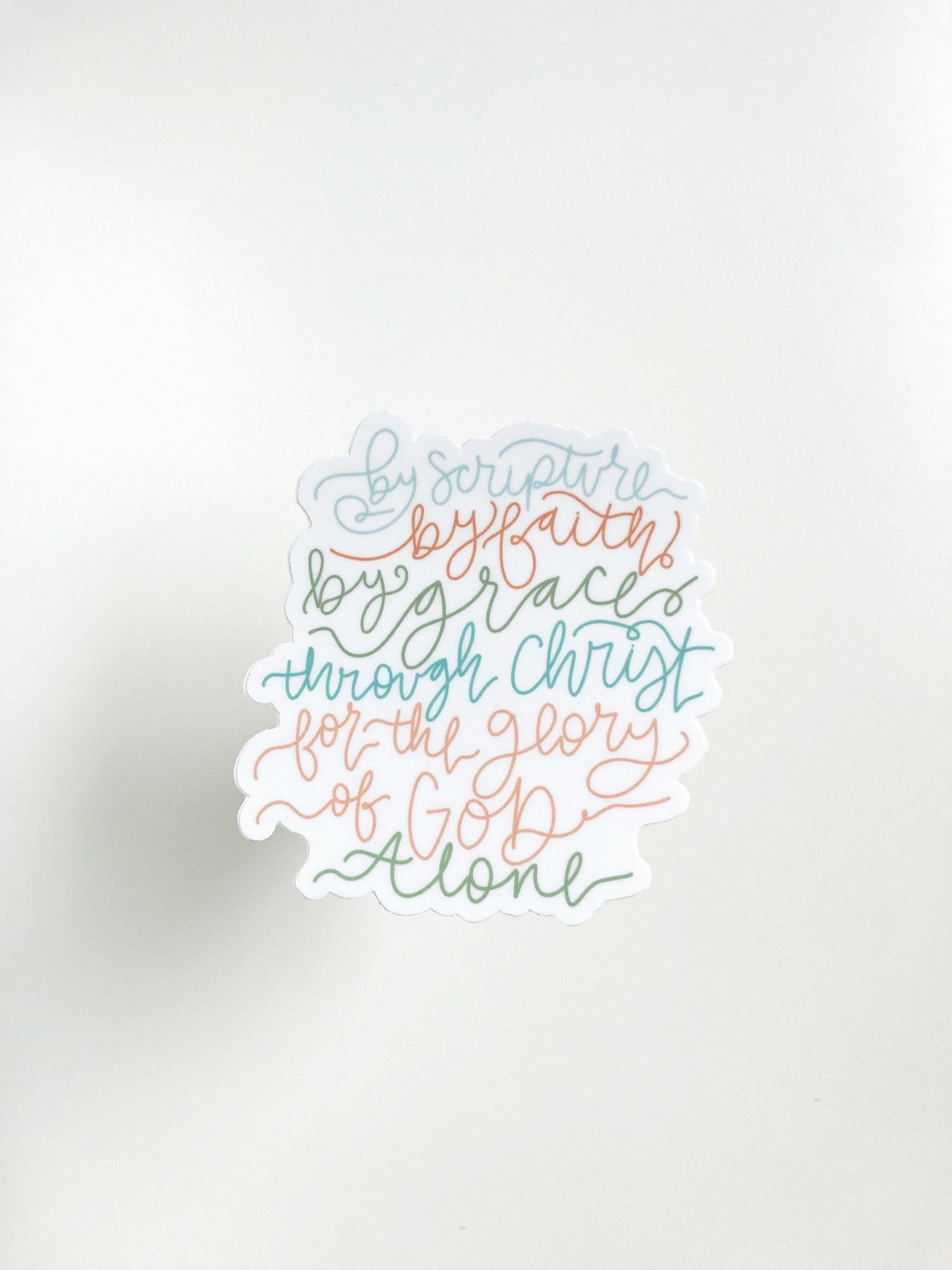 Vinyl Sticker | Five Solas | christian sticker | Laptop | By scripture, By grace, through faith, through Christ, for God alone |