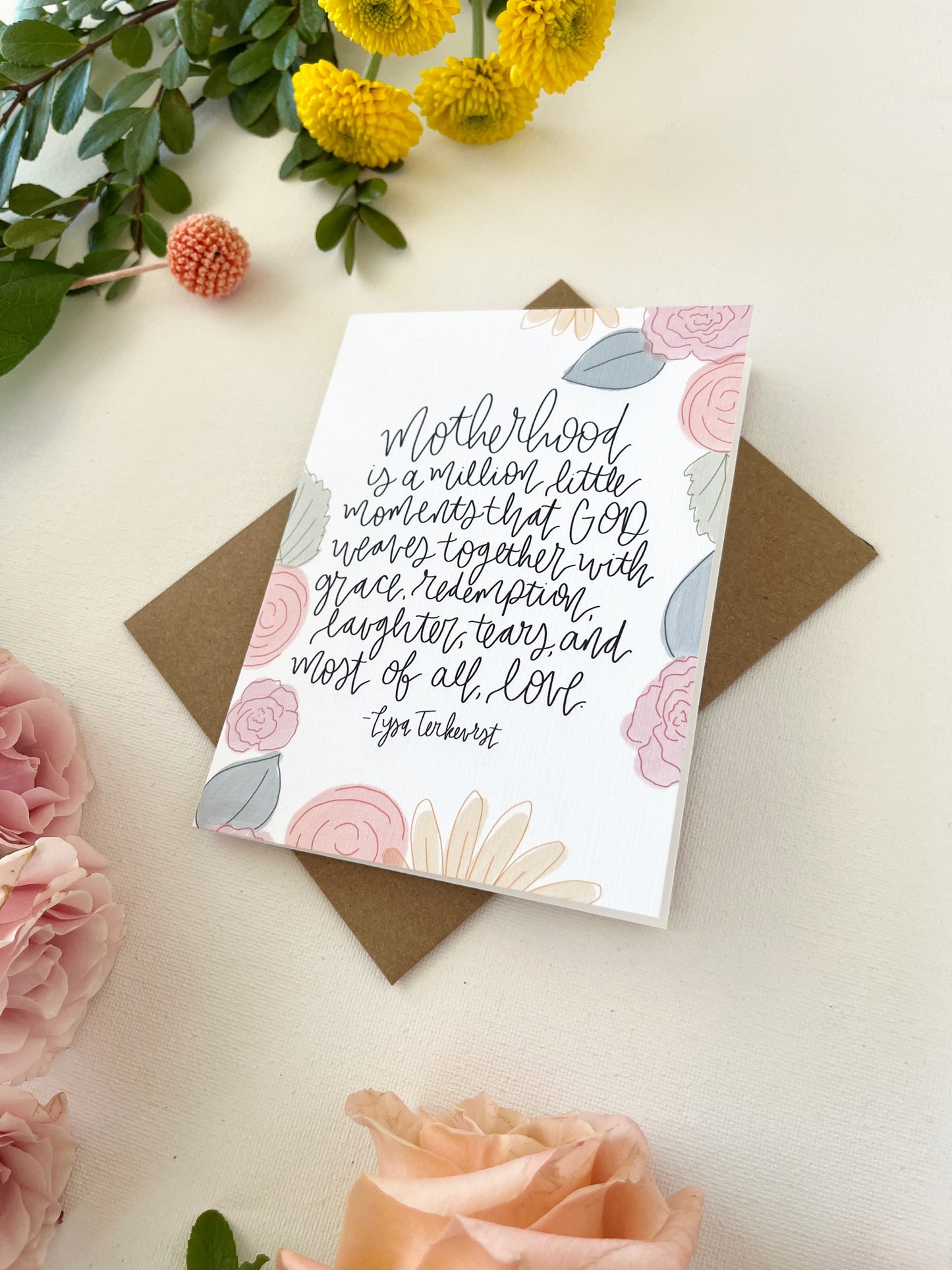 Cards and envelope | Floral | Motherhood is a million little moments…