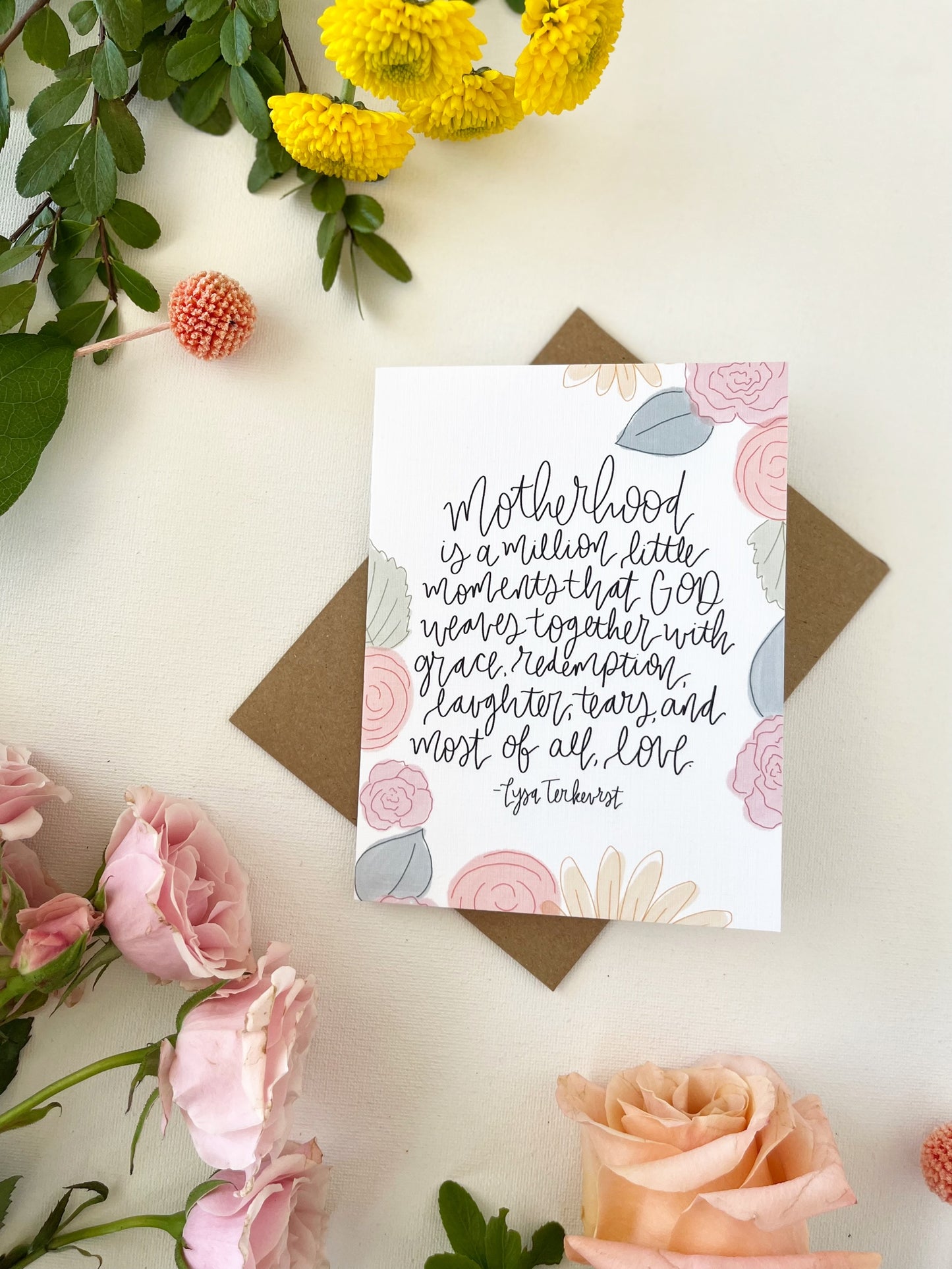Cards and envelope | Floral | Motherhood is a million little moments…
