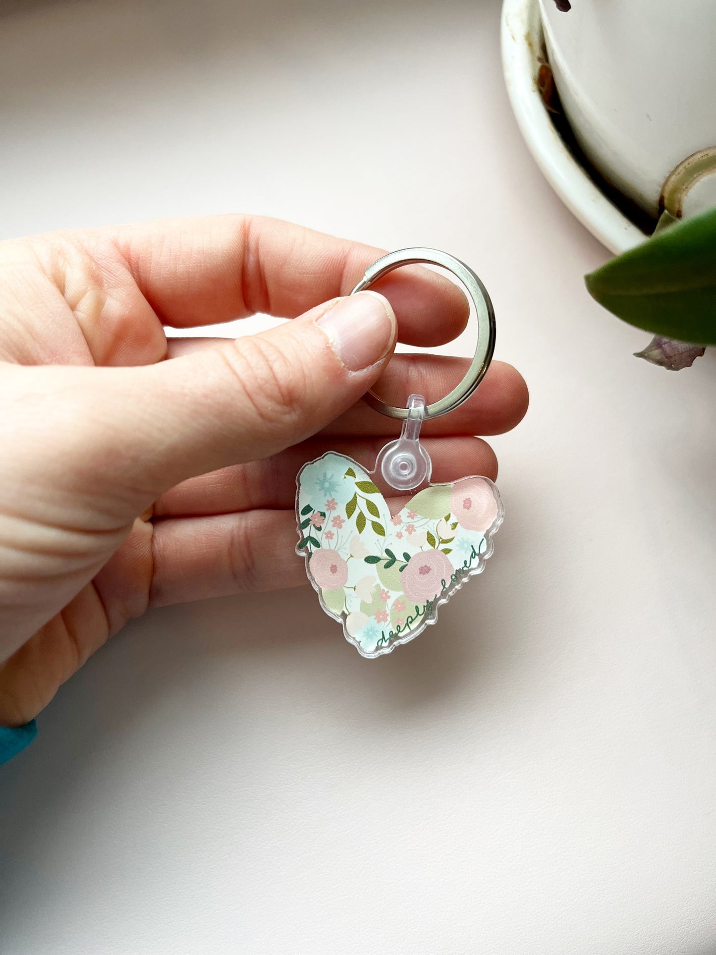 Keychain | Deeply Loved | Floral Heart | keychain keys pretty christian colourful