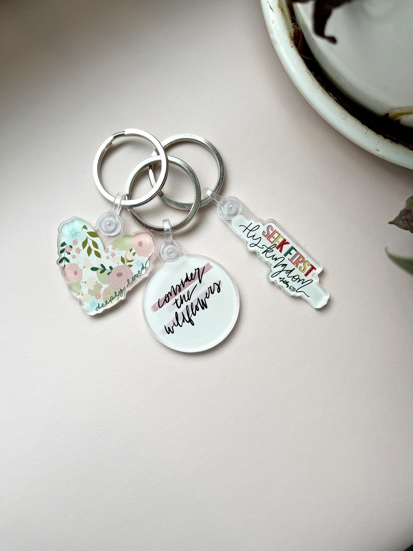 Keychain | Deeply Loved | Floral Heart | keychain keys pretty christian colourful