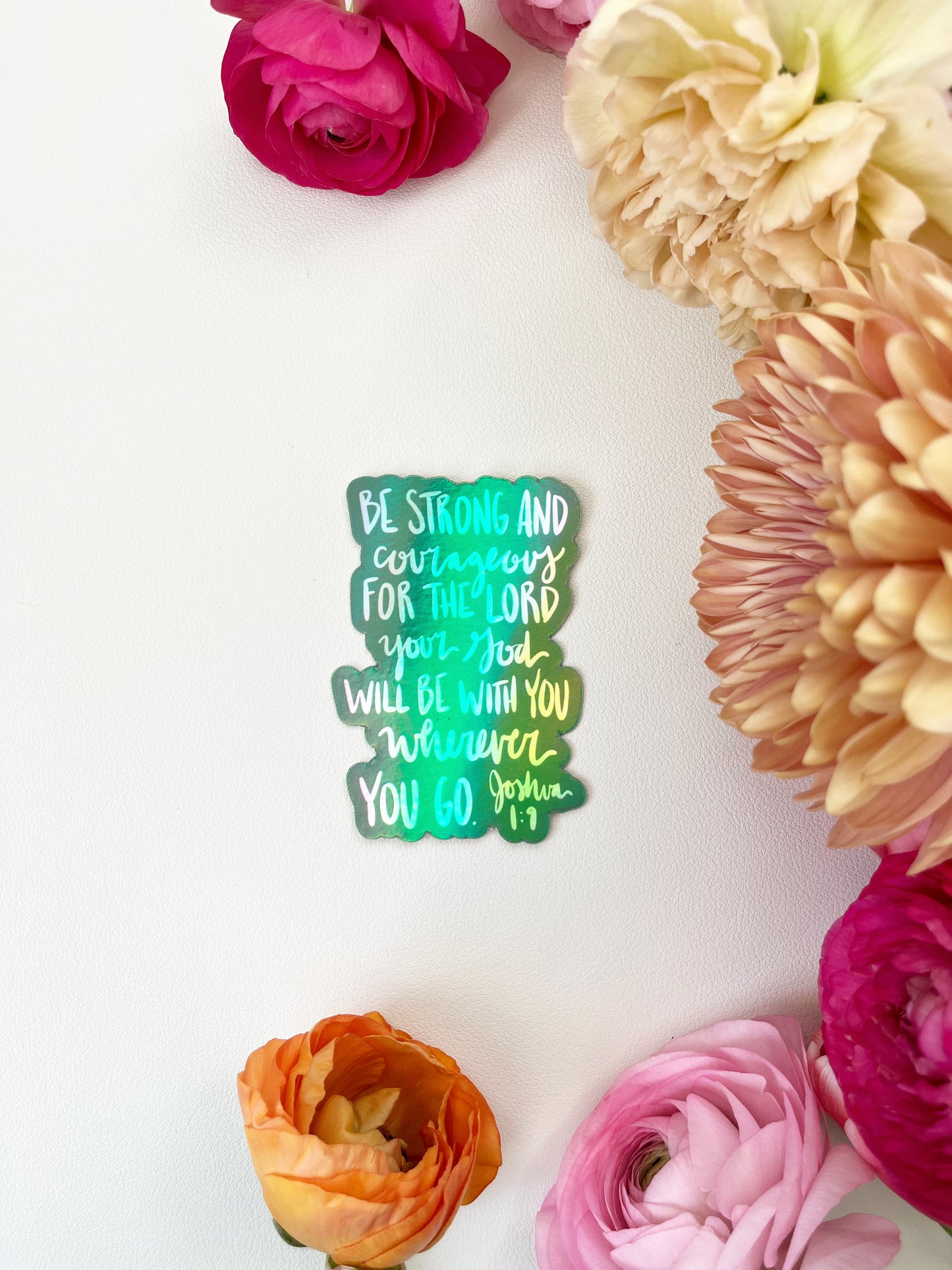 Vinyl Sticker | JOSHUA 1:9 | Be strong and courageous | Holographic | christian sticker | Laptop Sticker | sticker