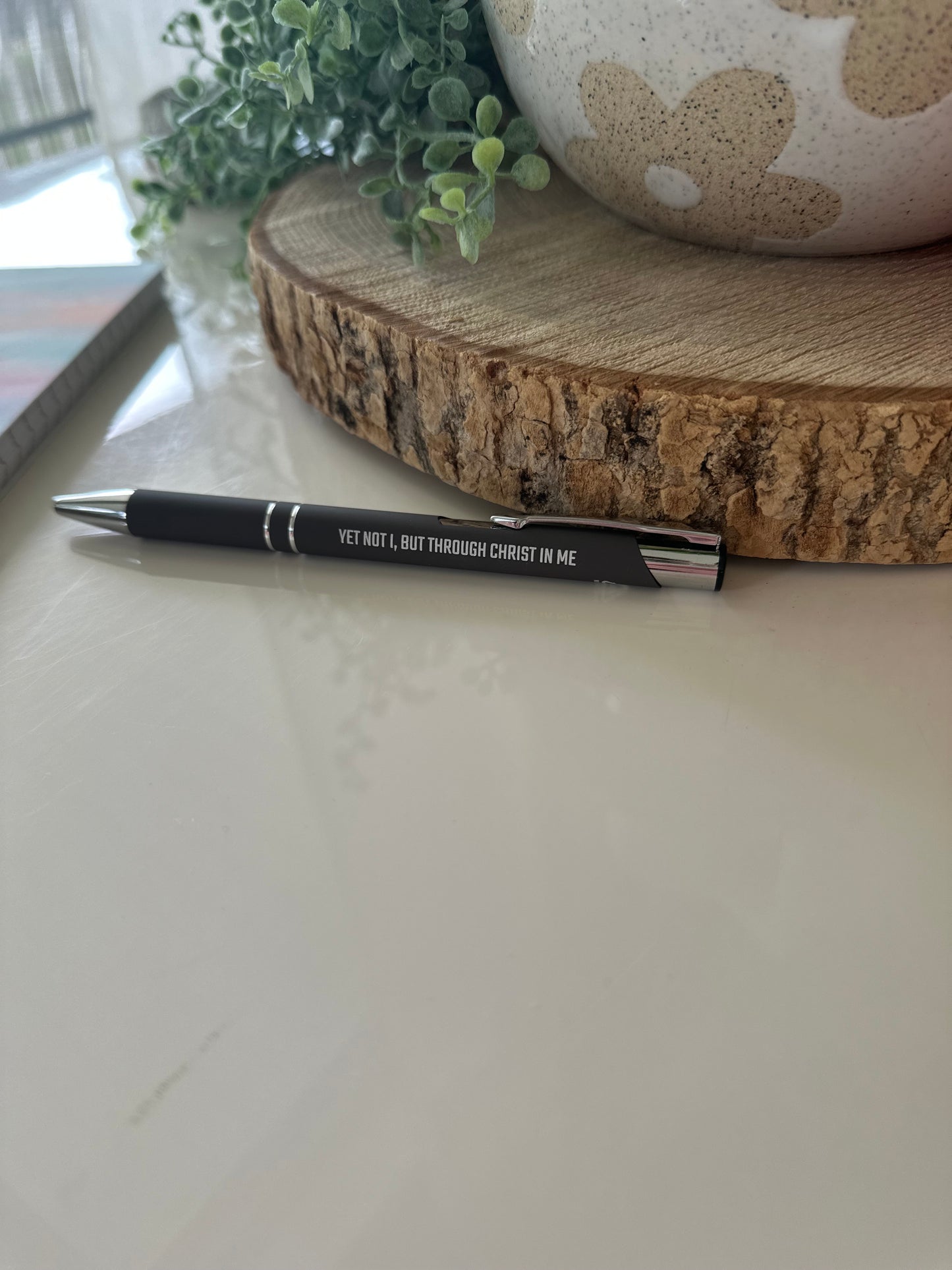 Engraved Pen “yet not I but through Christ in me”