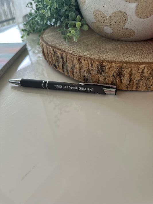 Engraved Pen “yet not I but through Christ in me”
