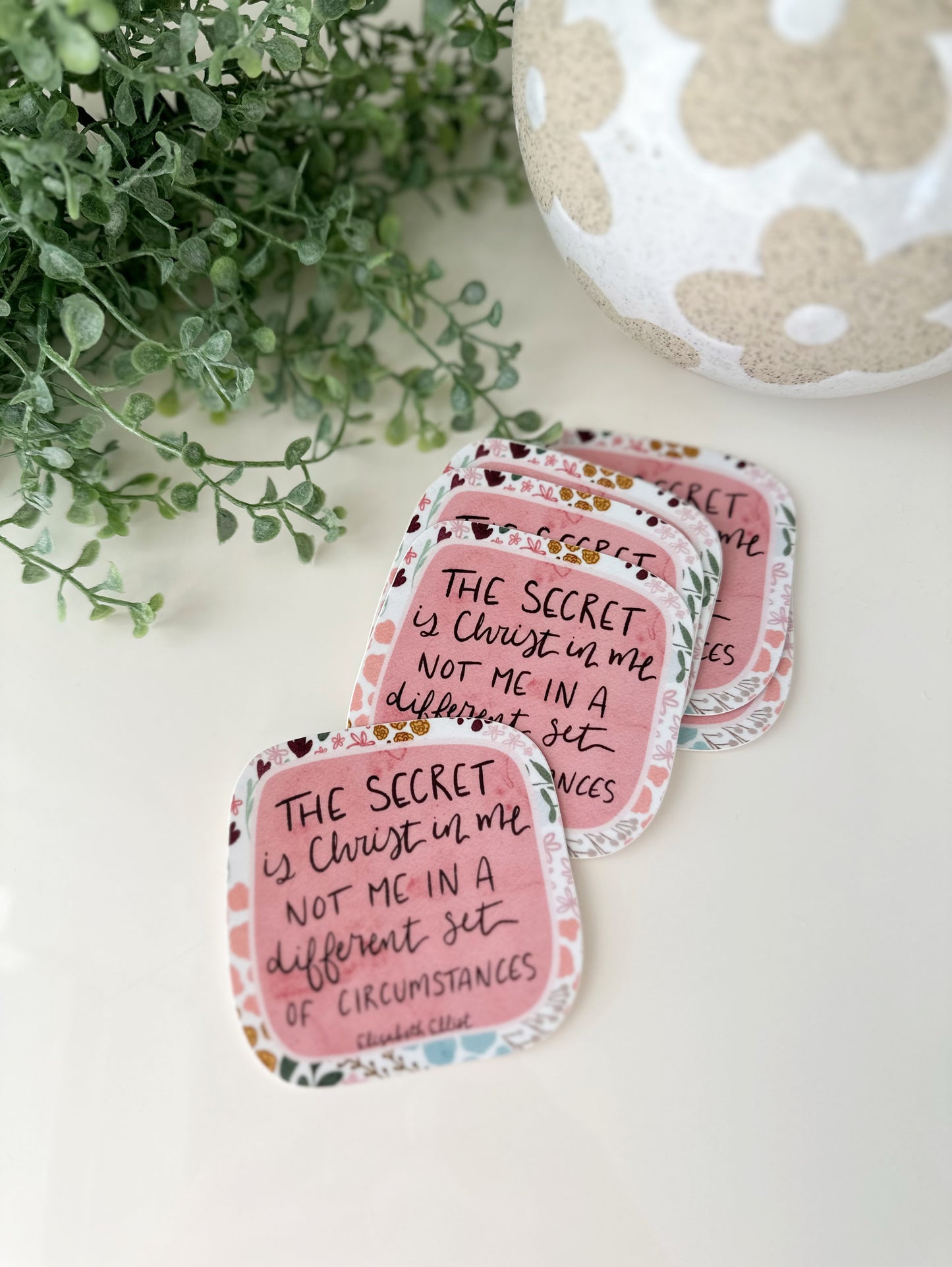 The secret is Christ in me, not me in a different set of circumstances | vinyl sticker