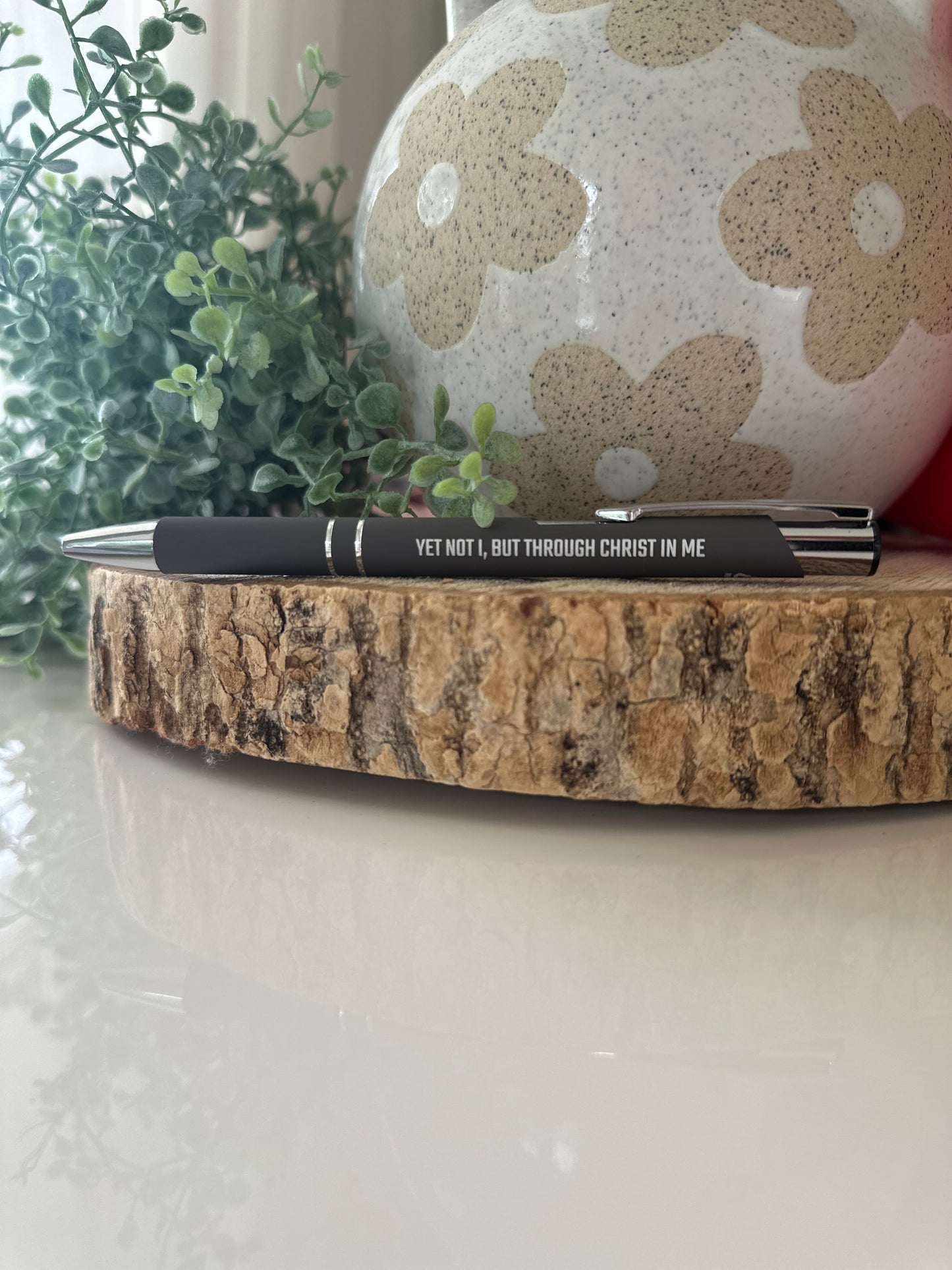Engraved Pen “yet not I but through Christ in me”