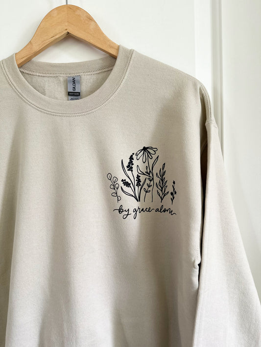 By grace alone | floral Crewneck
