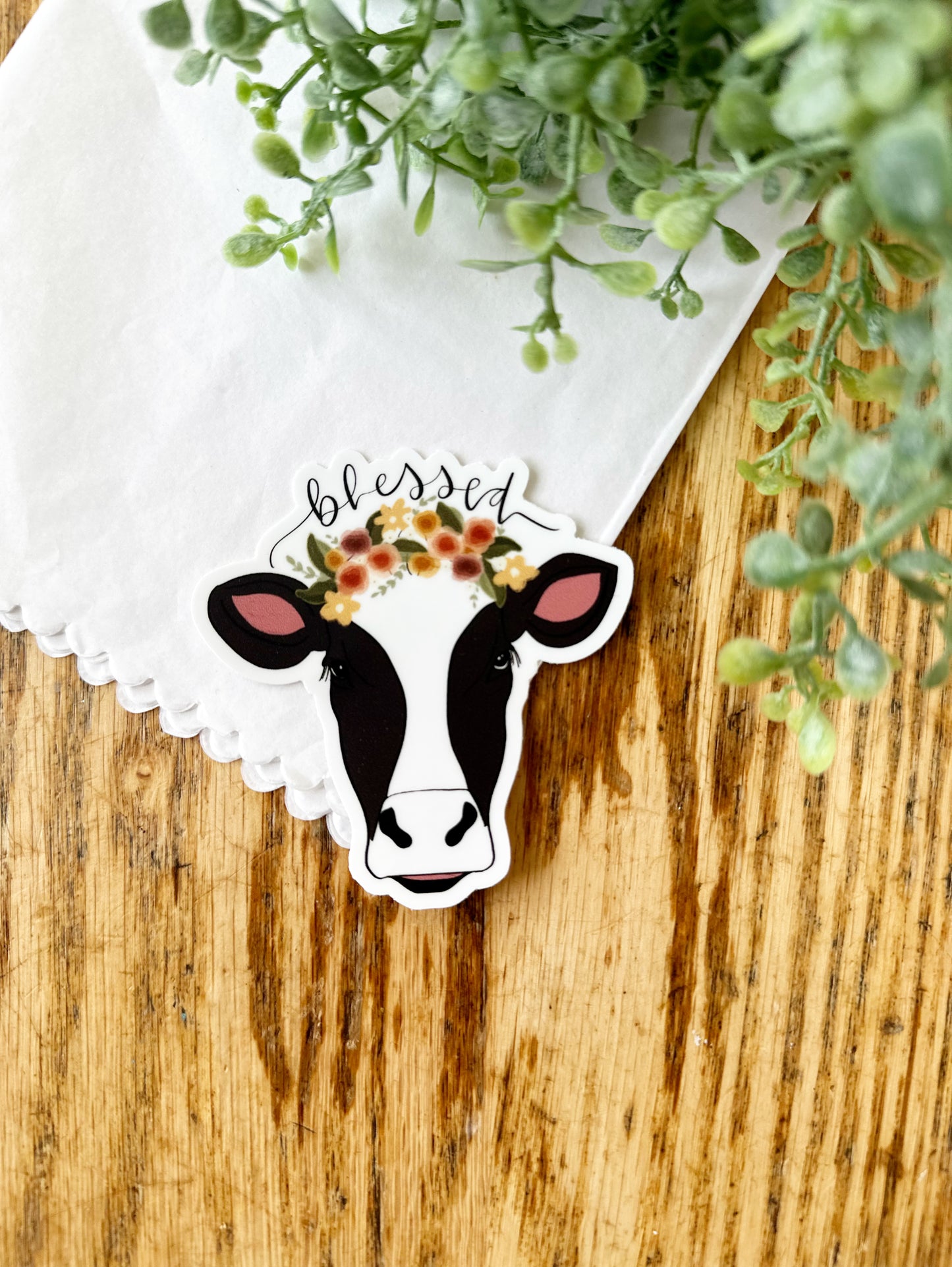 Blessed - Cow Vinyl Sticker
