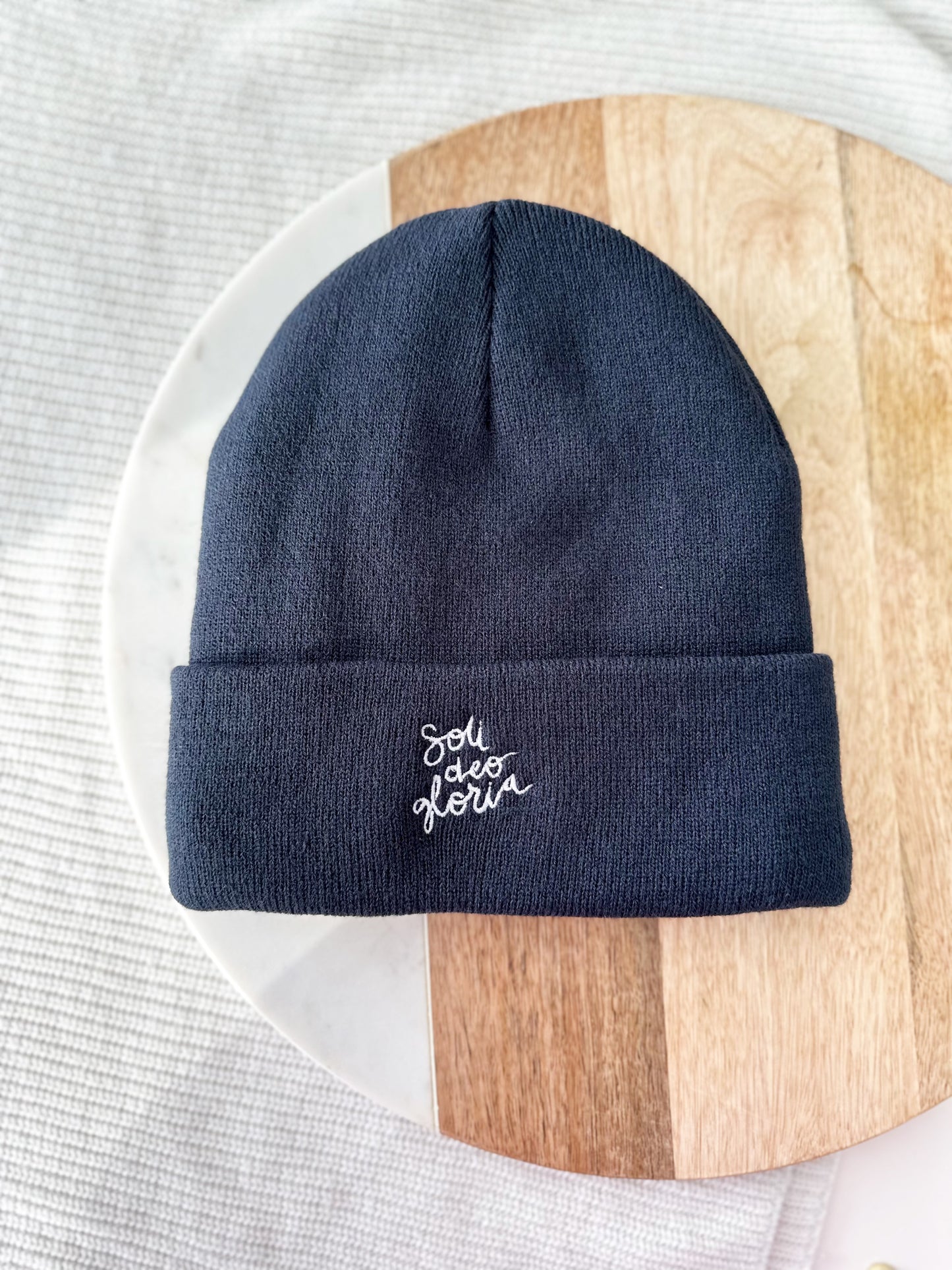 Fleece-lined Knit Toque | NAVY | Soli Deo Gloria