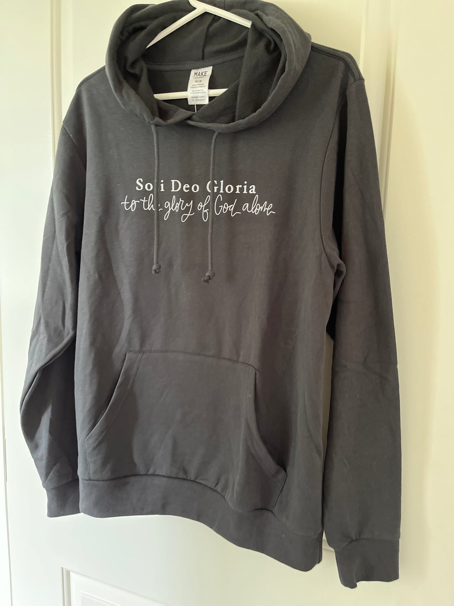 Hoodie sweatshirt | Soli Deo Gloria, for the glory of God alone . size medium