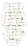 Vinyl Sticker | My conscience is captive to the Words God | Martin Luther | christian sticker | laptop sticker