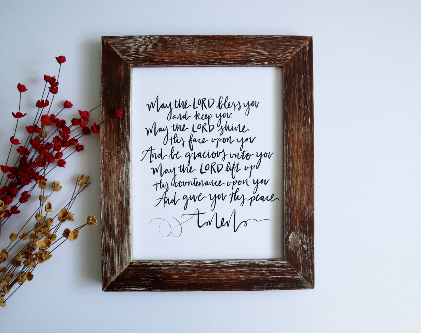 8x10,  11x14 | Calligraphy Print | May the Lord bless you and keep you | Christian Print | Mother's Day Gift Idea | Physical Print