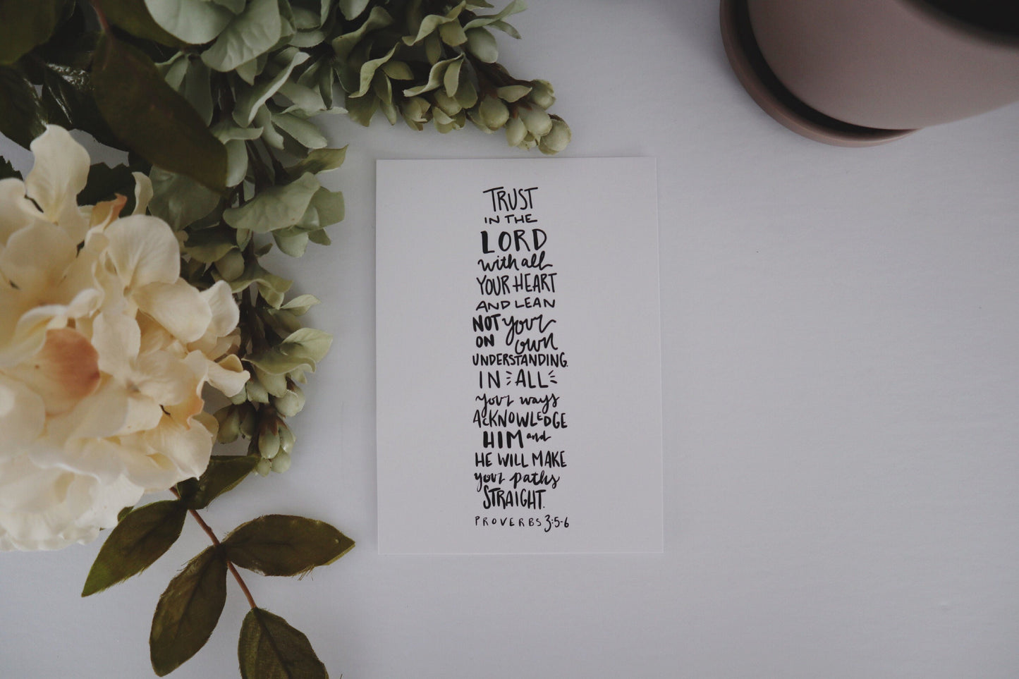 5x7, 8x10 print | Trust in the Lord with all your heart' | Proverbs 3:5-6 | Calligraphy Print | Christian Art | Physical Print