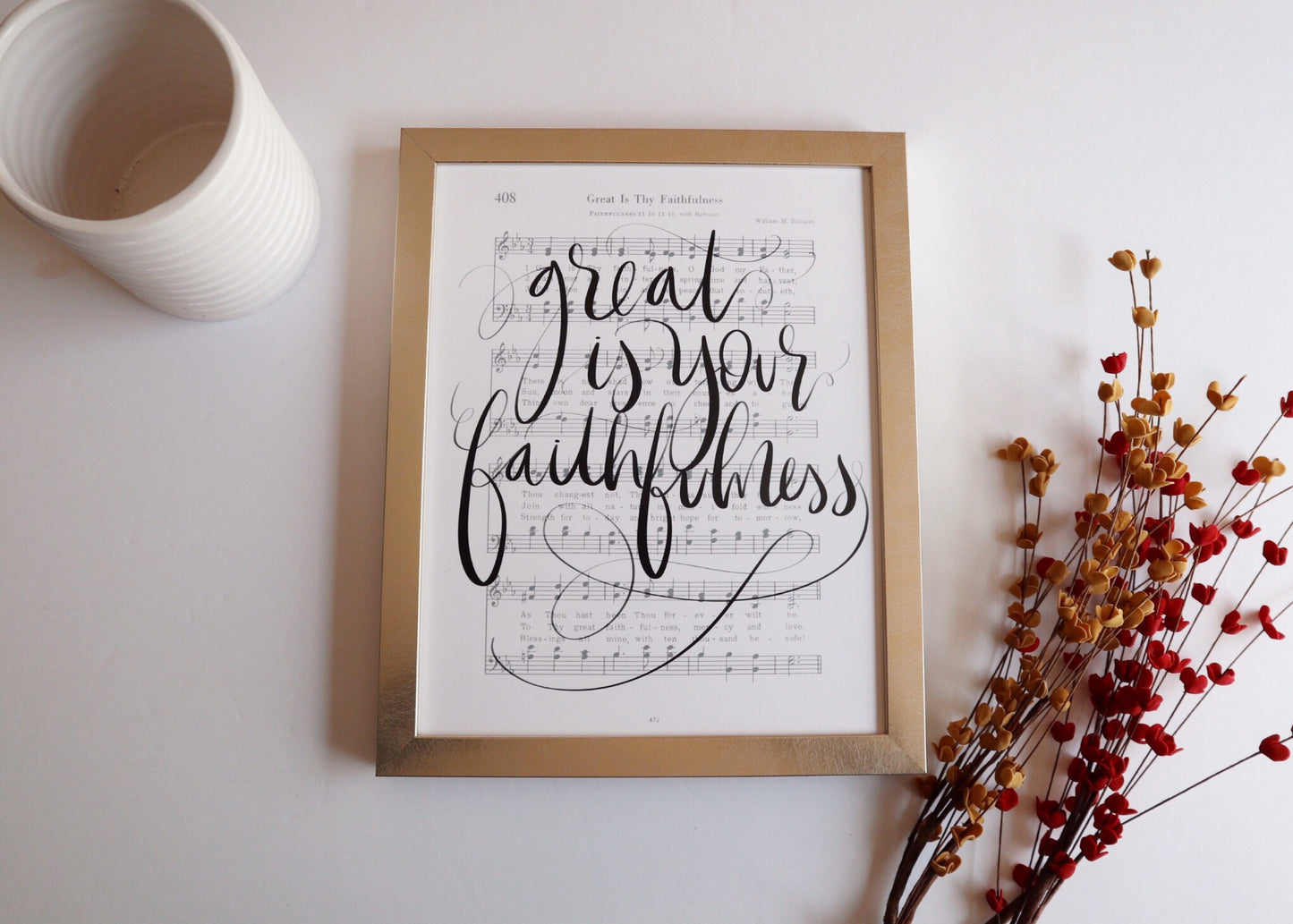 5x7, 8x10, 11x14 | Great is Your faithfulness | Calligraphy Print | Hymn Art | Music Print | Physical Print