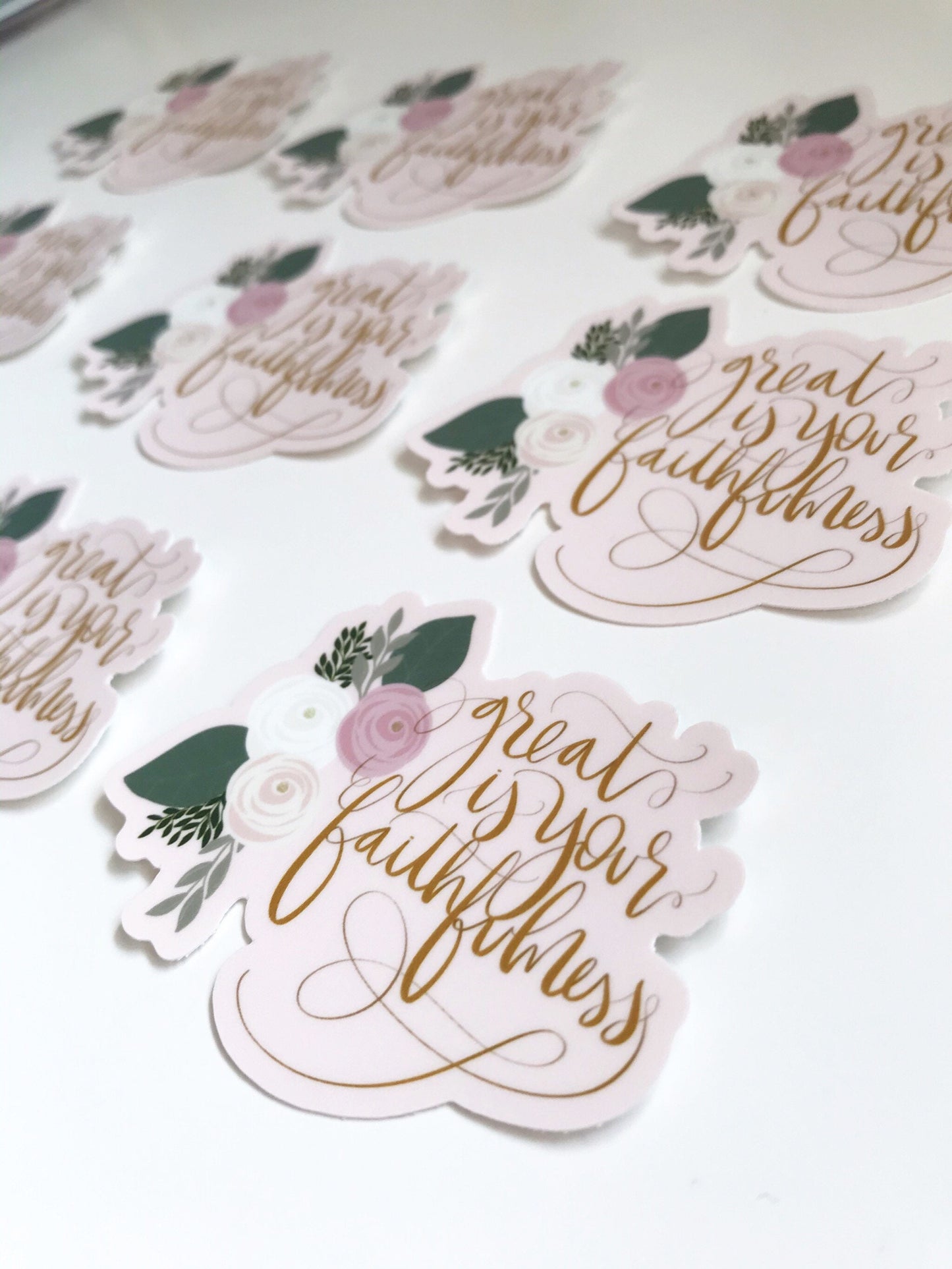 Vinyl Sticker | Great is Your faithfulness | floral |  | laptop | phone case | bible journaling