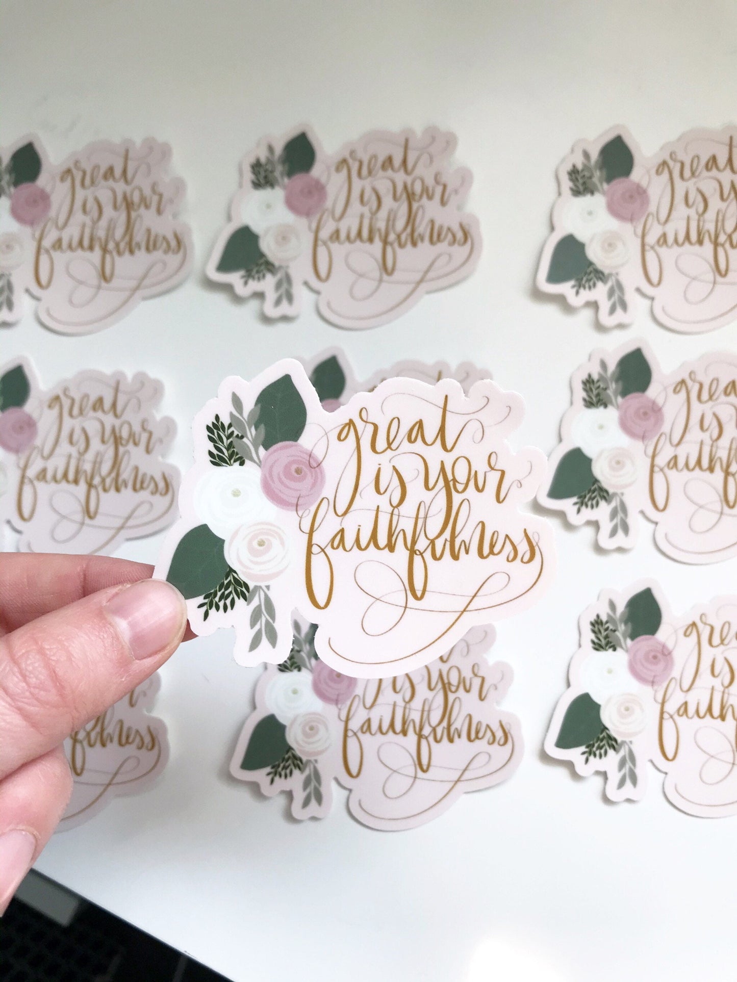Vinyl Sticker | Great is Your faithfulness | floral |  | laptop | phone case | bible journaling