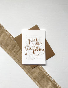 Cards and envelope | Great is Your faithfulness | blank inside | thinking of you | greeting | encouragement | Sympathy