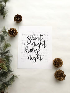 8x10, 11x14 | Calligraphy Print | Silent Night, Holy Night | Christian Print | Christmas Gift Idea | Hymn Art | Physical Print