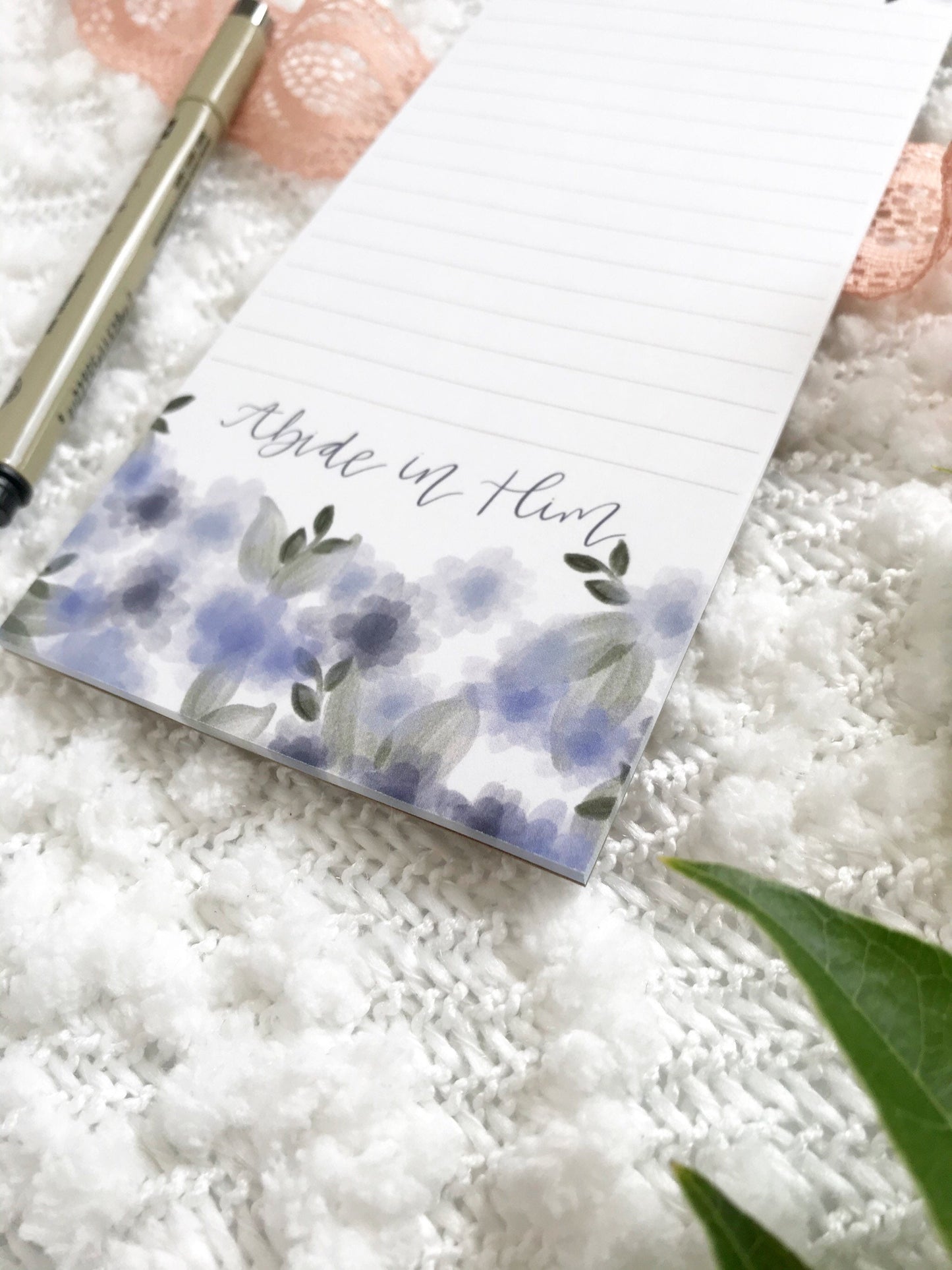 Notepad | Abide in Him | 25 pages | grocery list, to do, reminder, Christian notes, just because, gift, Mother's Day