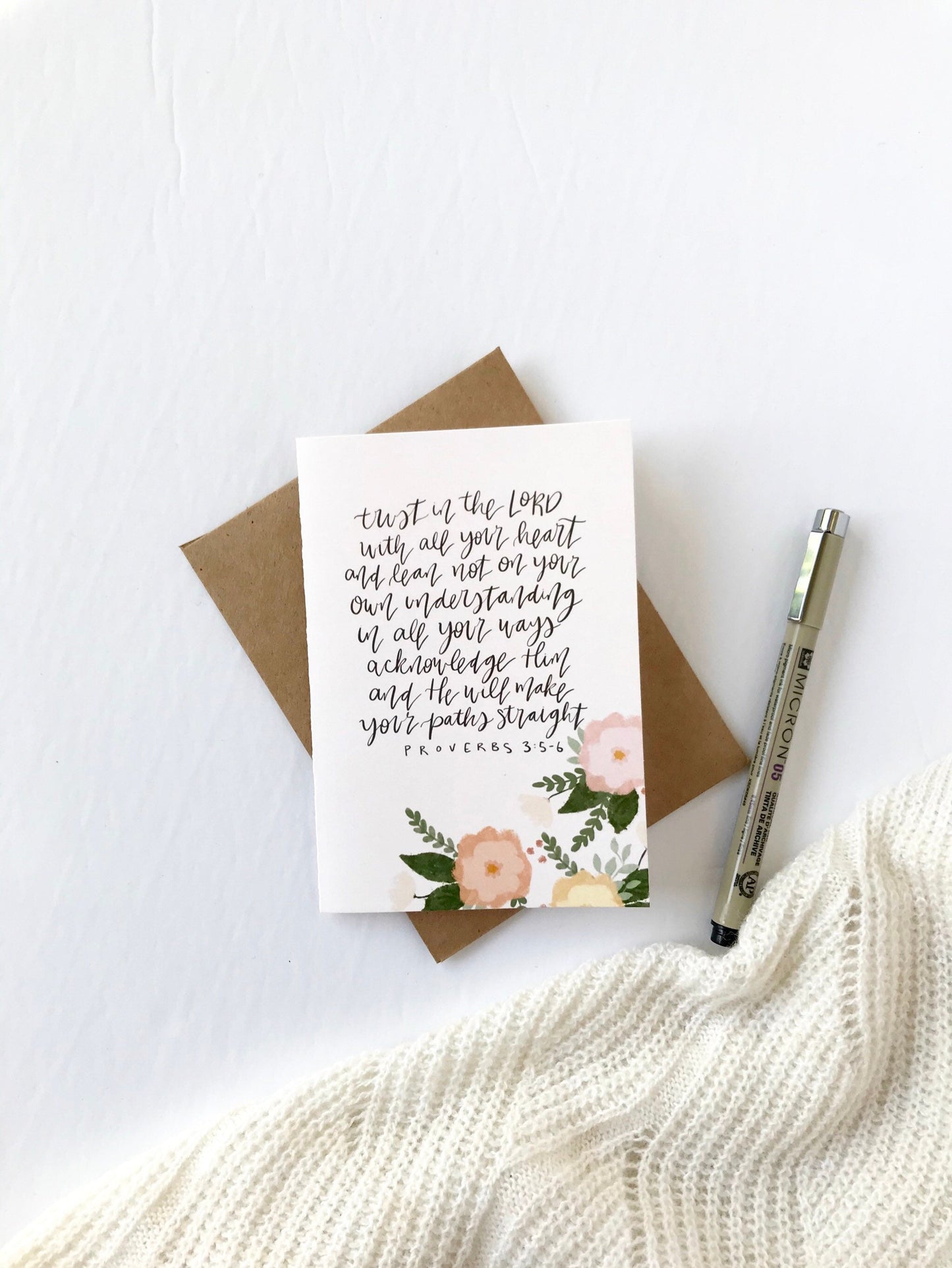 Cards and envelope | Proverbs 3:5-6 | blank inside | Encouragement | Thinking of You | Greeting | Secret Sister | Birthday