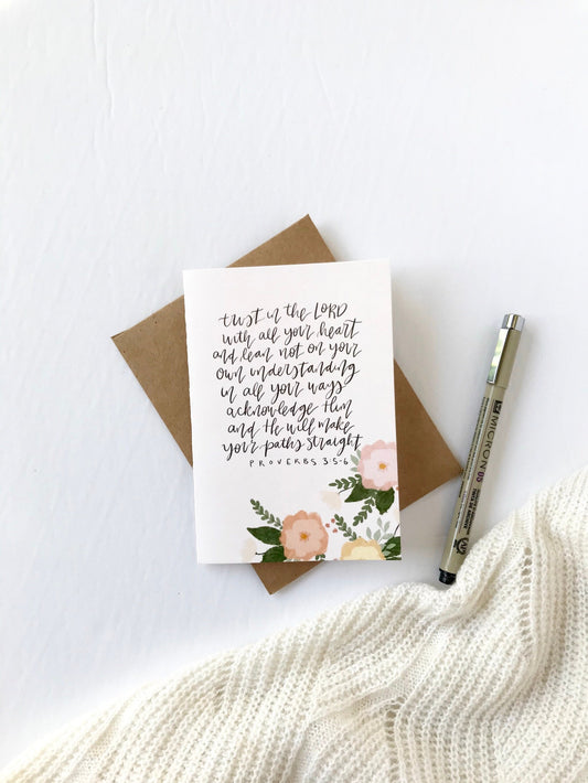 Cards and envelope | Proverbs 3:5-6 | blank inside | Encouragement | Thinking of You | Greeting | Secret Sister | Birthday