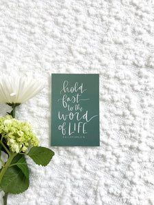 4x6 Print | Hold fast to the word of life | Postcard | encouragement | bible verse | Mother’s Day gift | christian art