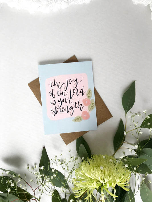 Cards and envelope | The joy of the Lord is your strength | blank | Encouragement | Thinking of You | Greeting | Secret Sister | Birthday