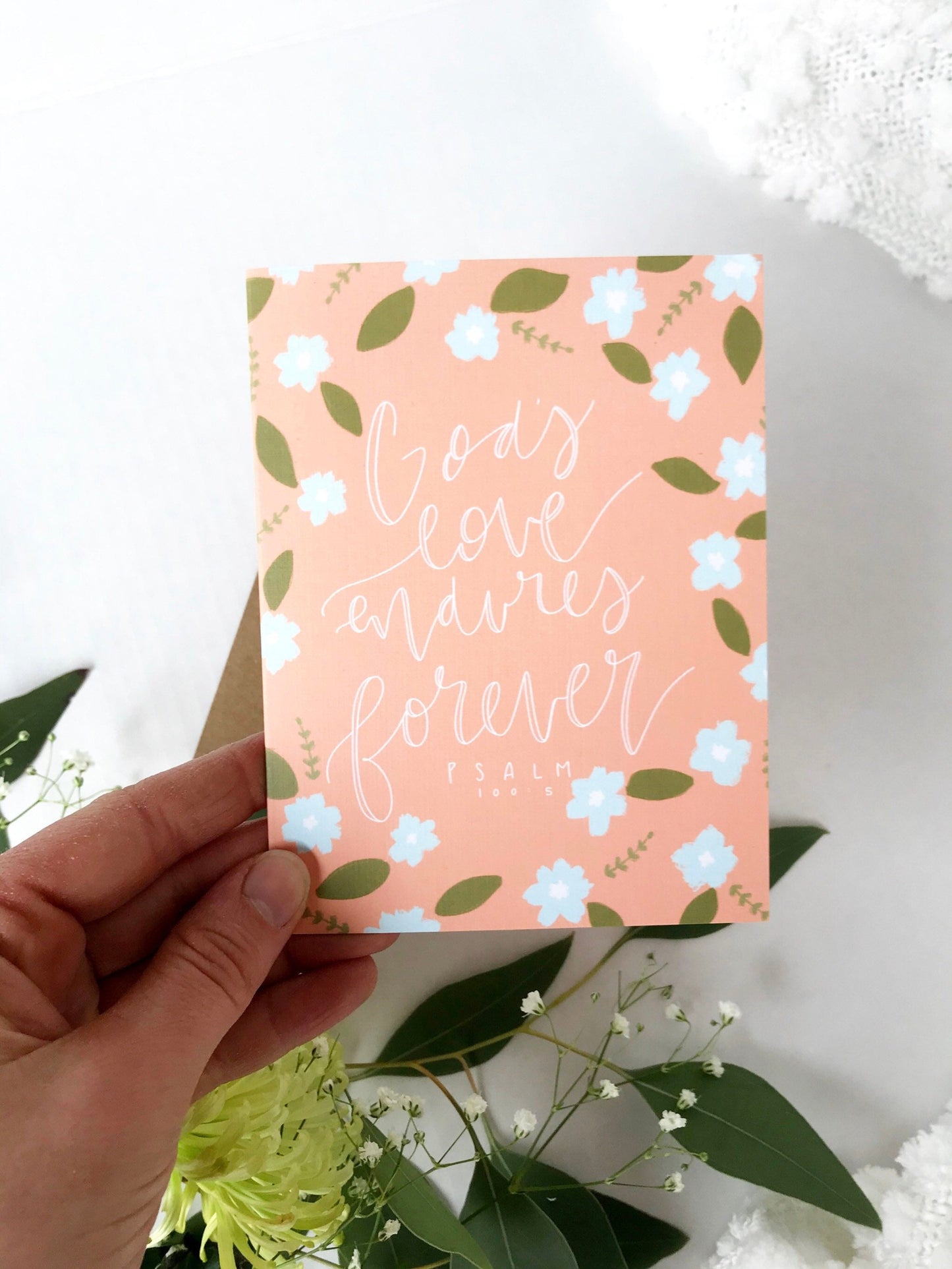 Cards and envelope | God's love endures forever | blank inside | Encouragement | Thinking of You | Greeting | Secret Sister | Birthday