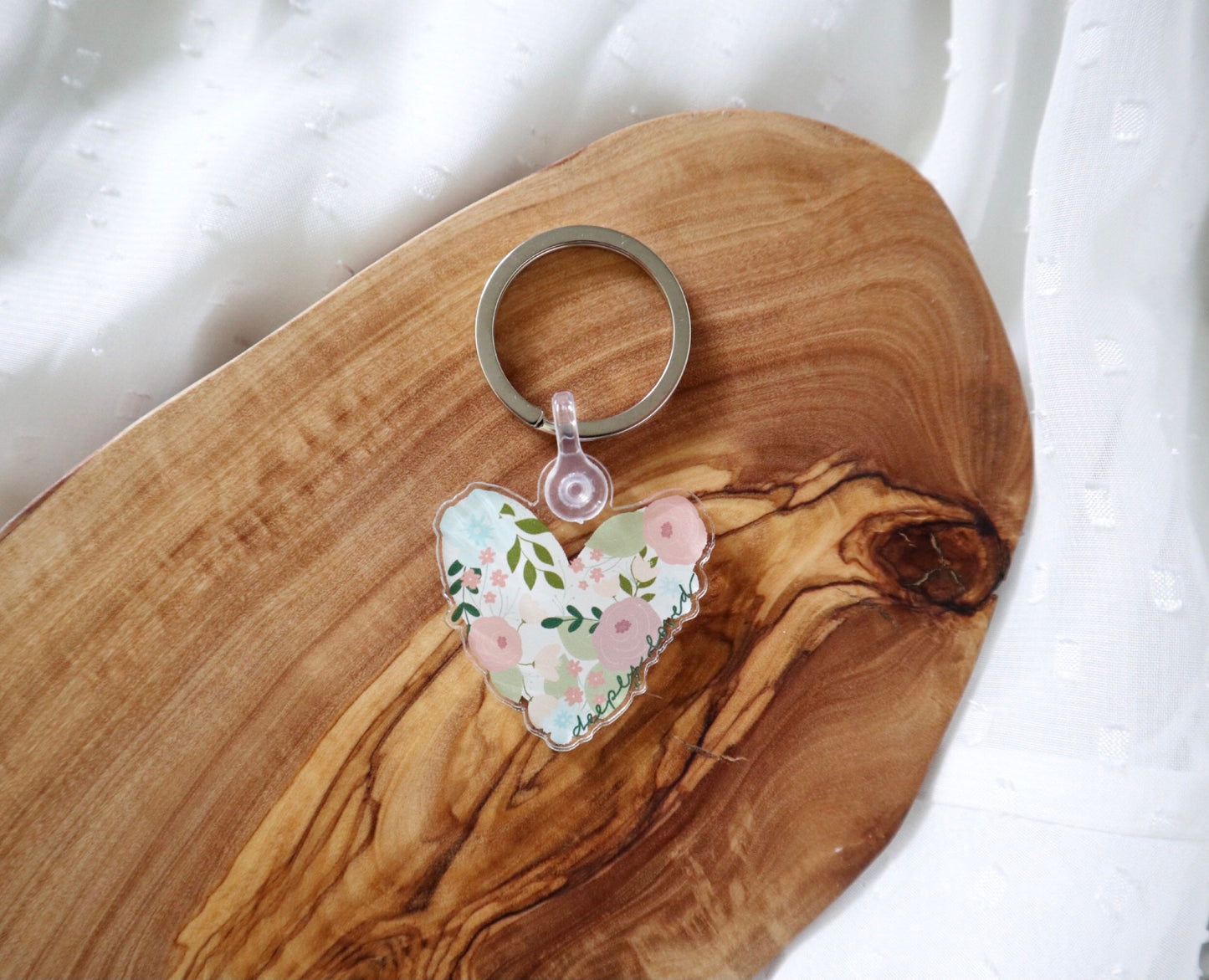 Keychain | Deeply Loved | Floral Heart  | keychain keys pretty christian colourful