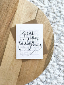 Cards and envelope | Great is Your faithfulness | blank inside | Encouragement | Thinking of You | Greeting | Music Sheet | Birthday