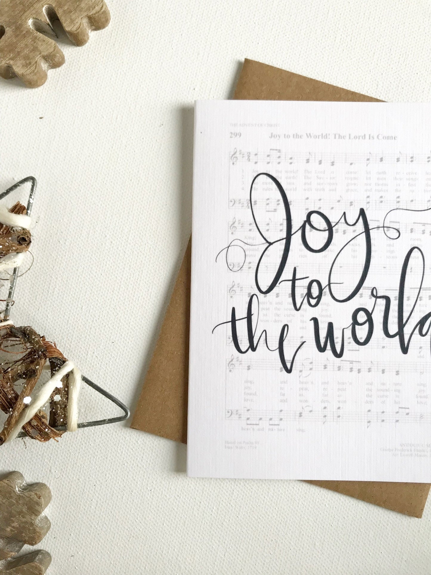 Cards and envelope | Joy to the World | blank inside | Hymn sheet | Encouragement | Greeting | Christmas