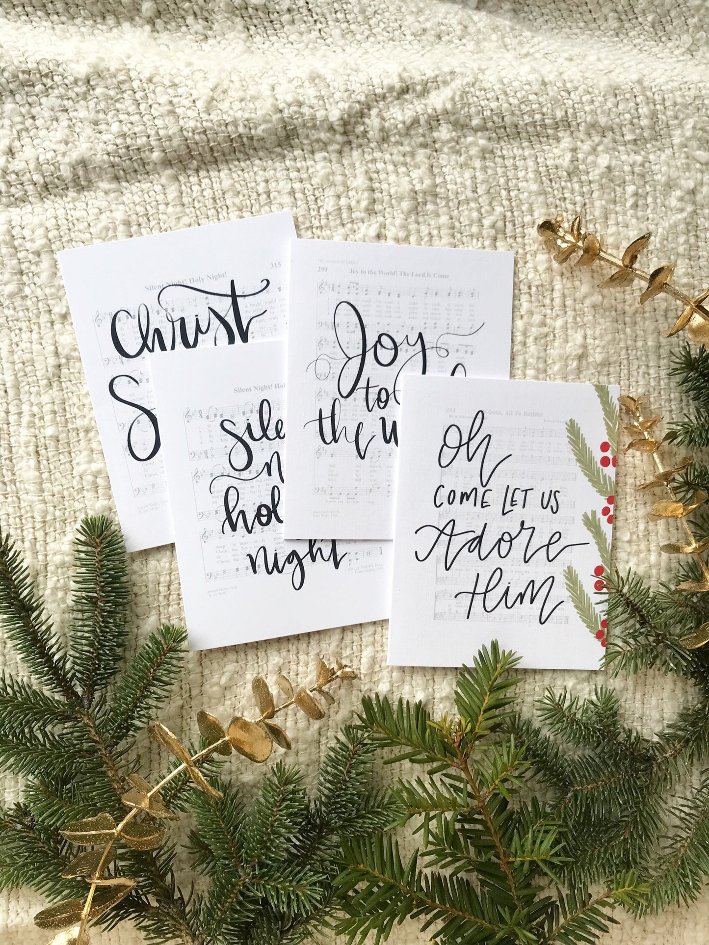 Cards and envelope | Oh come let us adore Him | blank inside | Hymn sheet | Encouragement | Greeting | Christmas