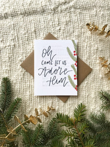 Cards and envelope | Oh come let us adore Him | blank inside | Hymn sheet | Encouragement | Greeting | Christmas