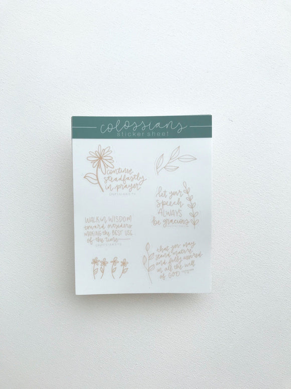 Vinyl Sticker Sheet | Colossians | Floral