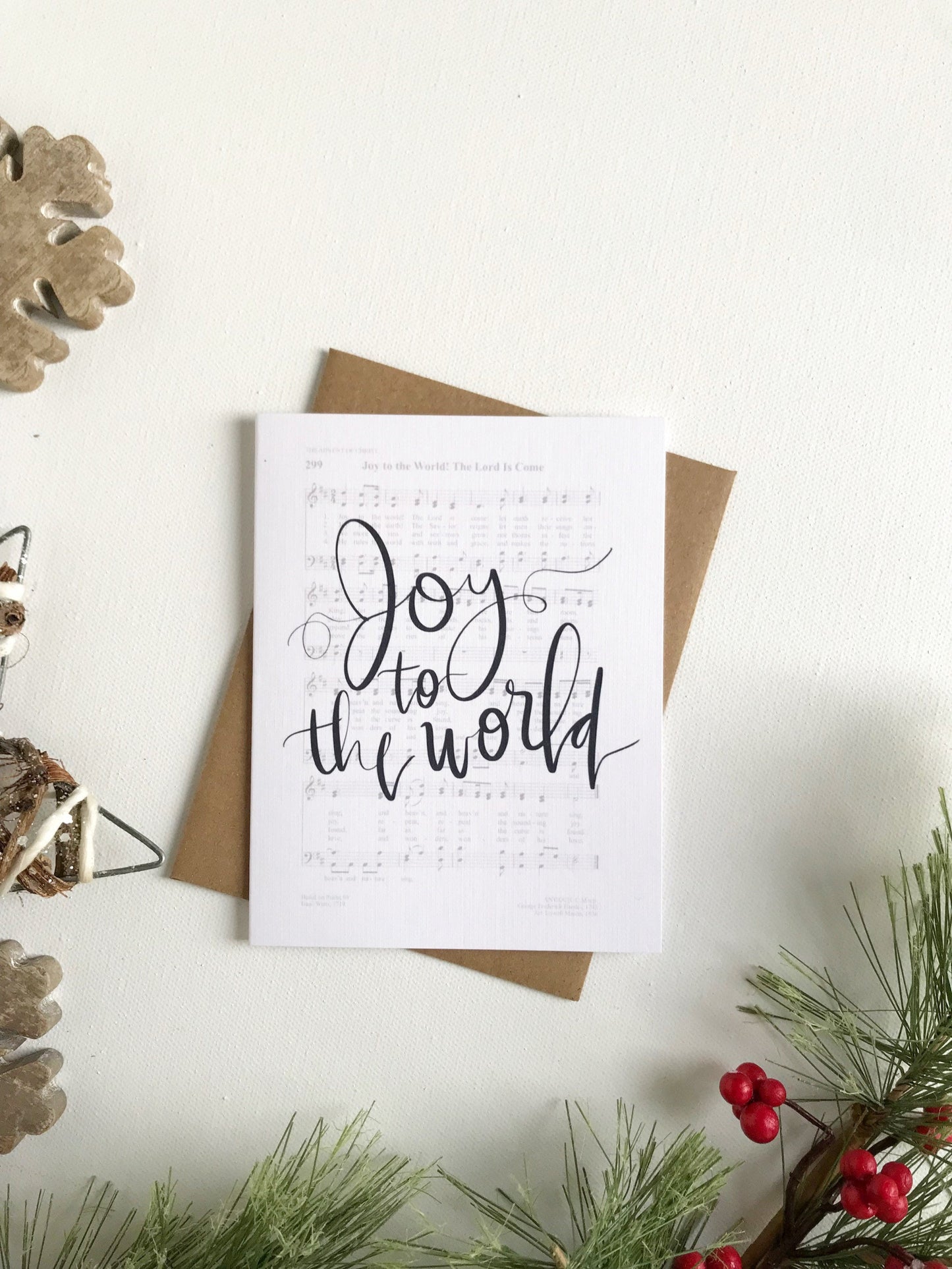 Cards and envelope | Joy to the World | blank inside | Hymn sheet | Encouragement | Greeting | Christmas