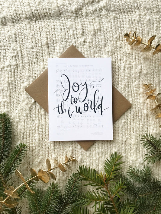 Cards and envelope | Joy to the World | blank inside | Hymn sheet | Encouragement | Greeting | Christmas