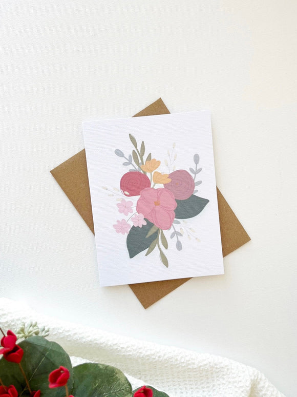 Cards and envelope | floral valentines day card | blank inside | Encouragement | Thinking of You | Greeting | Secret Sister | Birthday