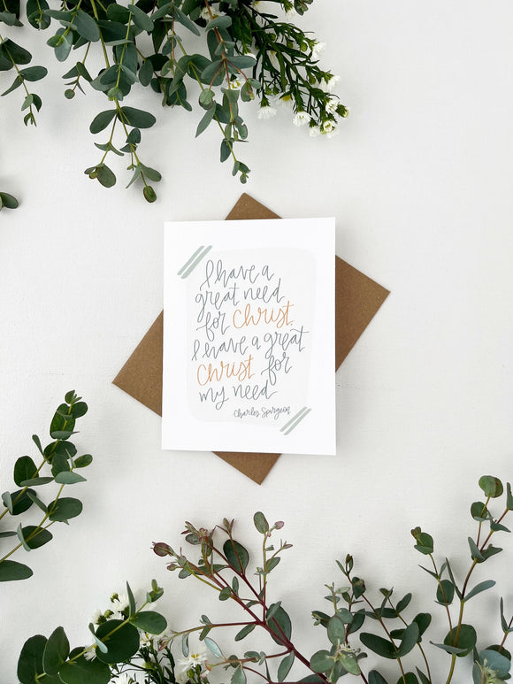 Cards and envelope | Floral  | blank inside | I have a great Christ for my need