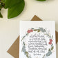 Card and envelope | Floral  |    “Motherhood is a million little moments that God weaves together with grace, redemptions, laughter, tears, and most of all, love.”