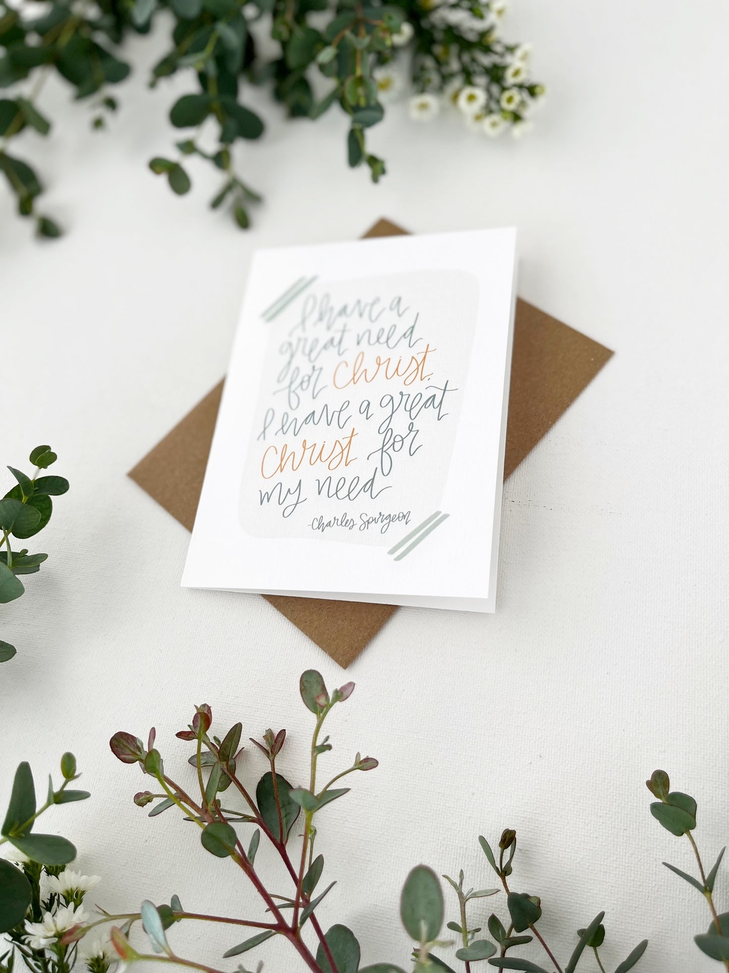 Cards and envelope | Floral  | blank inside | I have a great Christ for my need