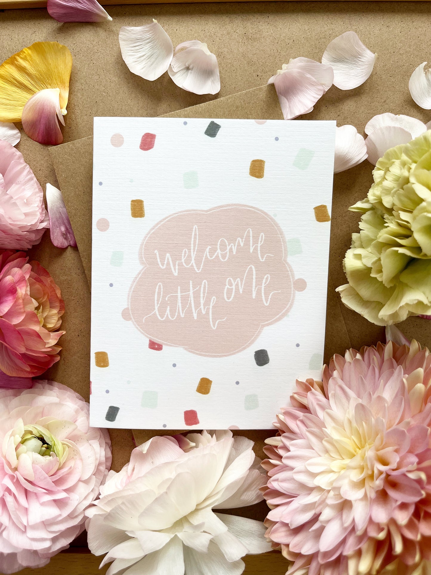 Cards and envelope | Welcome Little One  | blank inside | Encouragement | Thinking of You | Greeting | Secret Sister | Birthday