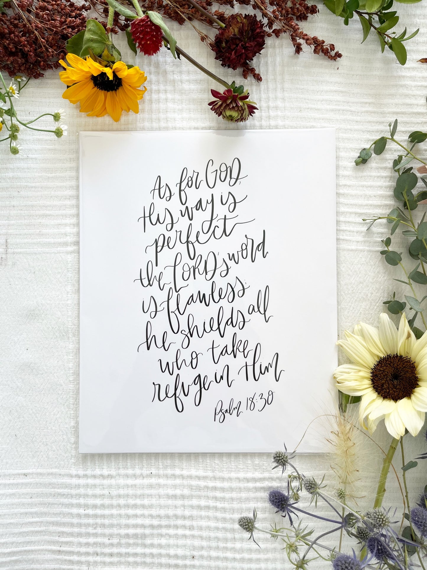 4x6, 5x7, 8x10, 11x14 | Physical Print | Psalm 18:30